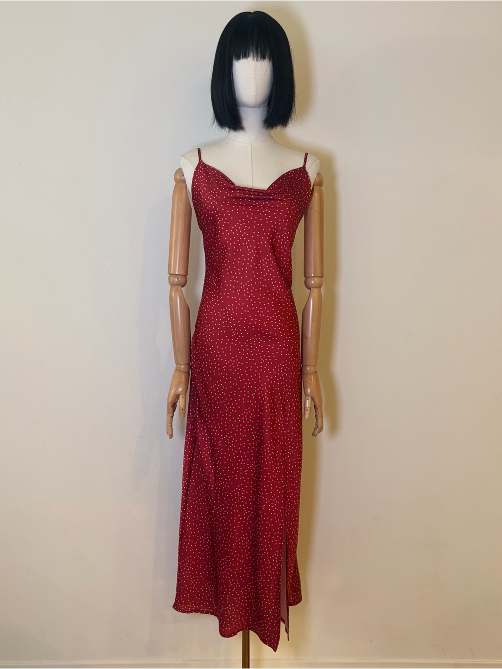 NWT Paper Heart Red Polka Dot Satin Slip Dress M